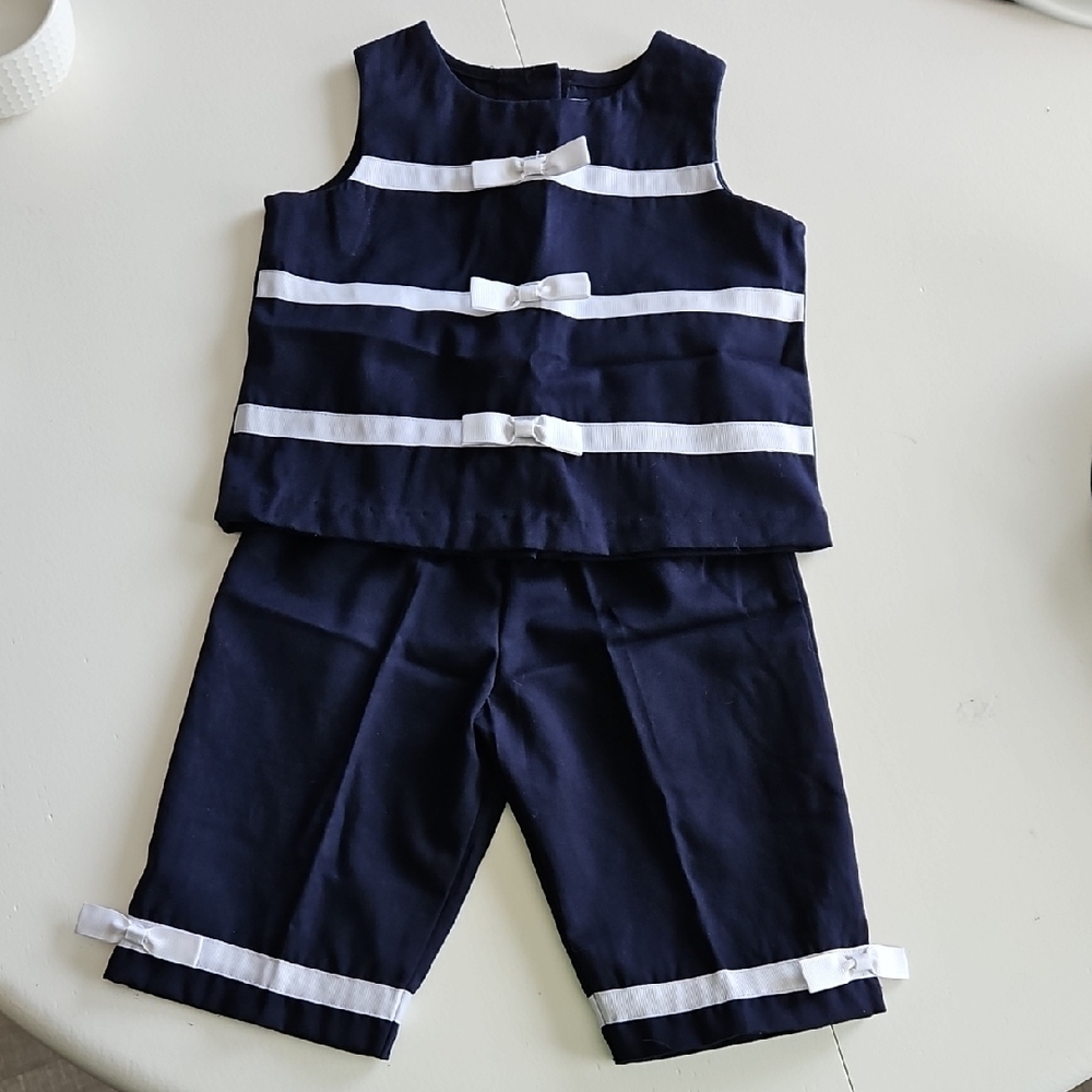 Rare Editions Navy and White Striped Set